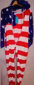 NWT Alexander Del Rossa Adult Mens Unisex One-piece Pajamas Size XL America Flag - Picture 1 of 5