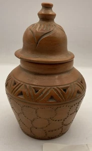 Guci Tutup Demper Handmade Ceramic Art 6”x4 1/2” Pottery Urn - Bild 1 von 8