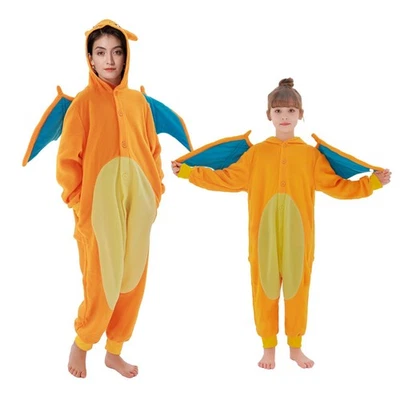 Charizard Pajamas with Standing Tail for Halloween, Cosplay Costume Jumpsuit - Image 1 of 4