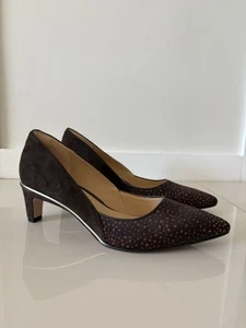 Clarks Lanis Rose Women's Suede Brown Animal Print Heels Size 39.5 - Picture 1 of 8