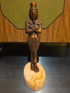 Vtg Copper Plated Pharoah Statue on Marble Base Egyptian 9.5" Tall - Picture 1 of 5