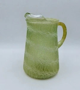 Color Craft Spaghetti String Drizzle Pitcher Green Glass Tea Water Mid Century - Picture 1 of 9
