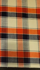 VINTAGE 1960s-1970'S red white black plaid FABRIC craft 100% Cotton woven - Picture 1 of 5