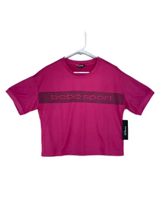 Camisa bebe Sport Mujer Talla M Rosa Frambuesa con Rayas Negras y Logo - Imagen 1 de 11