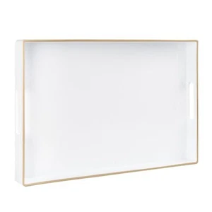White Decorative Tray for Coffee Table Modern Serving Tray with Handles Plast... - Picture 1 of 7