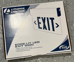 LITHONIA LIGHTING EDG 1 G EL M6 Edg-Lt Exit Sign, Alum, Silvr, 13in, NEW - Picture 1 of 3