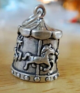 Sterling Silver 3D 15x13mm Merry Go Round Carousel Horse Charm hollow on bottom - Picture 1 of 4