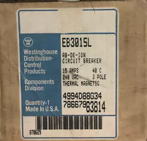 INTERRUPTOR CIRCUITO WESTINGHOUSE EB3015L/EB3015 GARANTIZADO TOTALMENTE NUEVO EN CAJA - Imagen 1 de 1