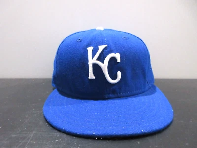 Kansas City Royals Hat Cap Fitted Mens 7 1/8 Blue White KC Logo New Era Baseball - Image 1 of 4