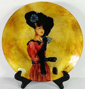 10" Hard Enamel Reverse Hand Painted Plate Count Agazzi Woman Victorian - Picture 1 of 6