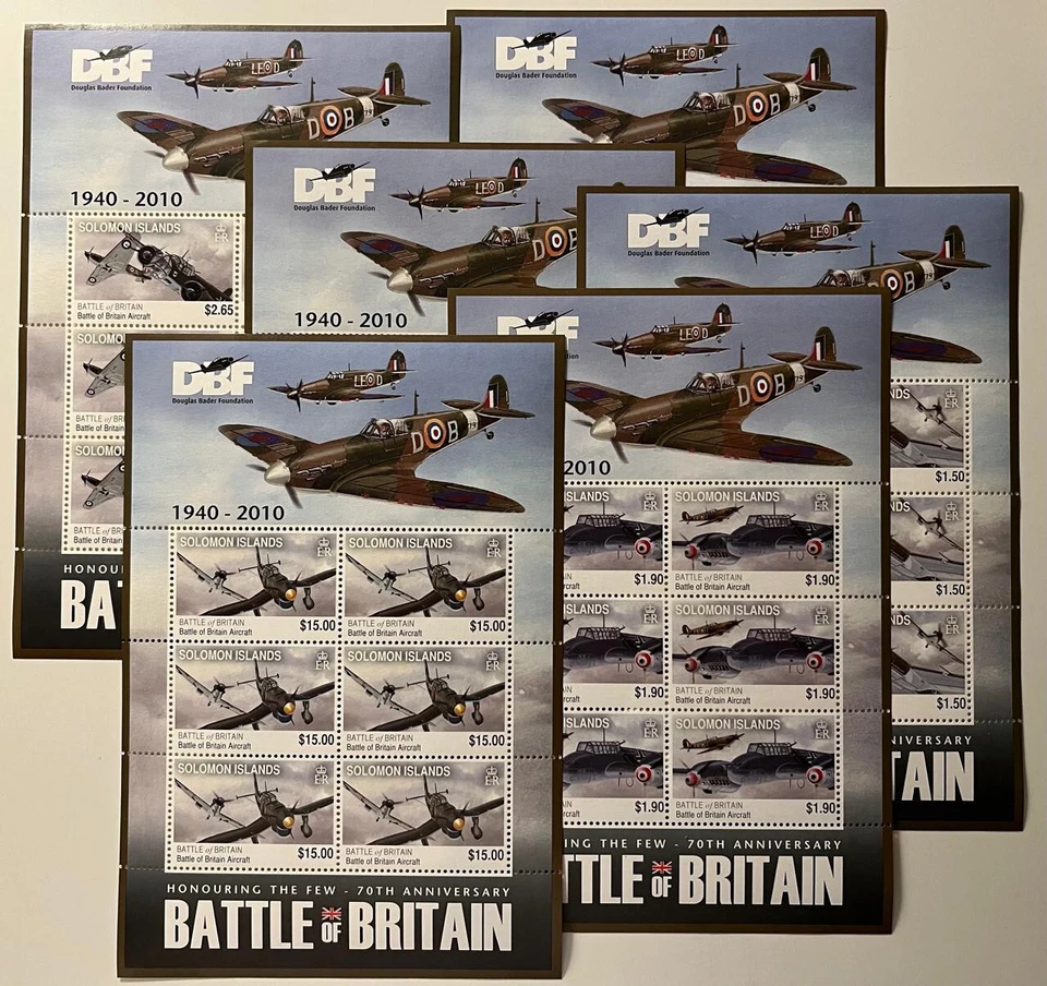 Solomon Islands 2010.  Battle of Britain. Aircraft. 6 Sheets of 6, MNH - Image 1 of 1