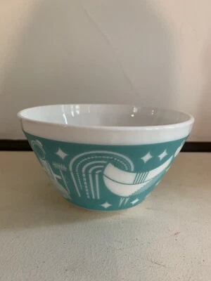 Vintage Charm Inspired By Pyrex 3C Turquoise Butterprint Amish 3 Cup Bowl - Image 1 of 4