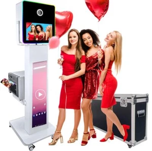 Camera mirror photo booth with wheels for event rental 29 inch display screen - Bild 1 von 9