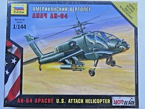 Zvezda 7408 plastic model kit AH-64 APACHE U.S. ATTACK HELICOPTER 1:144 New - Picture 1 of 3