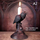 Retro Gothic Black Crow Candle Holder Halloween Statue Owl Home Room Decoration