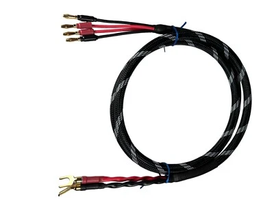 Canare 4S11 HI-FI Bi-Wire Speaker Cable Single Braided 2 Spade /4 Banana, 15 Ft. - Image 1 of 2