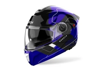 Flip Up Helm Schutzhelm Crosshelm Motorrad AIROH Specktre Groove Schwarz Blau - Bild 1 von 2
