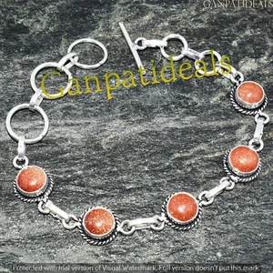 Sunstone Gemstone Fashion Bracelet 925 Sterling Silver Plated Jewelry - Picture 1 of 3