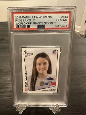 Pegatina Rose Lavelle 2019 Panini Francia Copa Mundial Novato #413 PSA 10 Foto 1 de 2