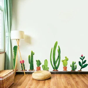Removable Wall Decal Stickers Cactus Pots Green Plants Garden Nature Wall Decor - Picture 1 of 5