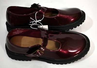 Old Navy Shoes Mary Janes Size 1 Shinny Burgundy Girl's - Image 1 of 4
