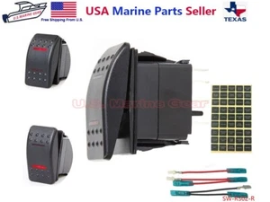 Red Led Rocker Switch Toggle ON OFF 12V 24V Car Auto Boat Truck Camper 10 20 AMP - Picture 1 of 4