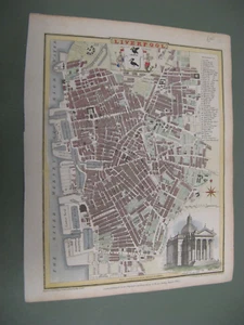 100% ORIGINAL LIVERPOOL CITY PLAN MAP BY ROPER COLE C1805 VGC HAND COLOURED - Picture 1 of 1