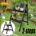 2 Steps Folding Step Stool Ladder with Wide Anti-Slip Pedal Aluminum Lightweight