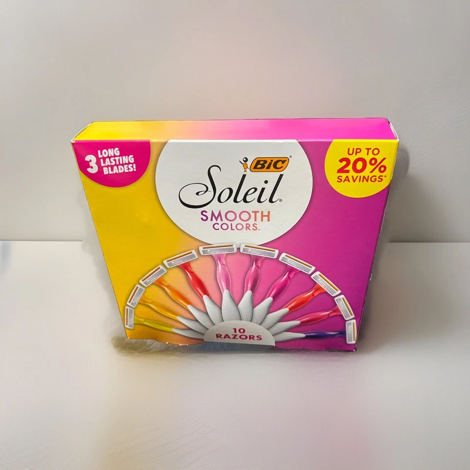 Bic Soleil Smooth Colors Womens Disposable 3-Blade Razors w/ Aloe Vera 10 Count