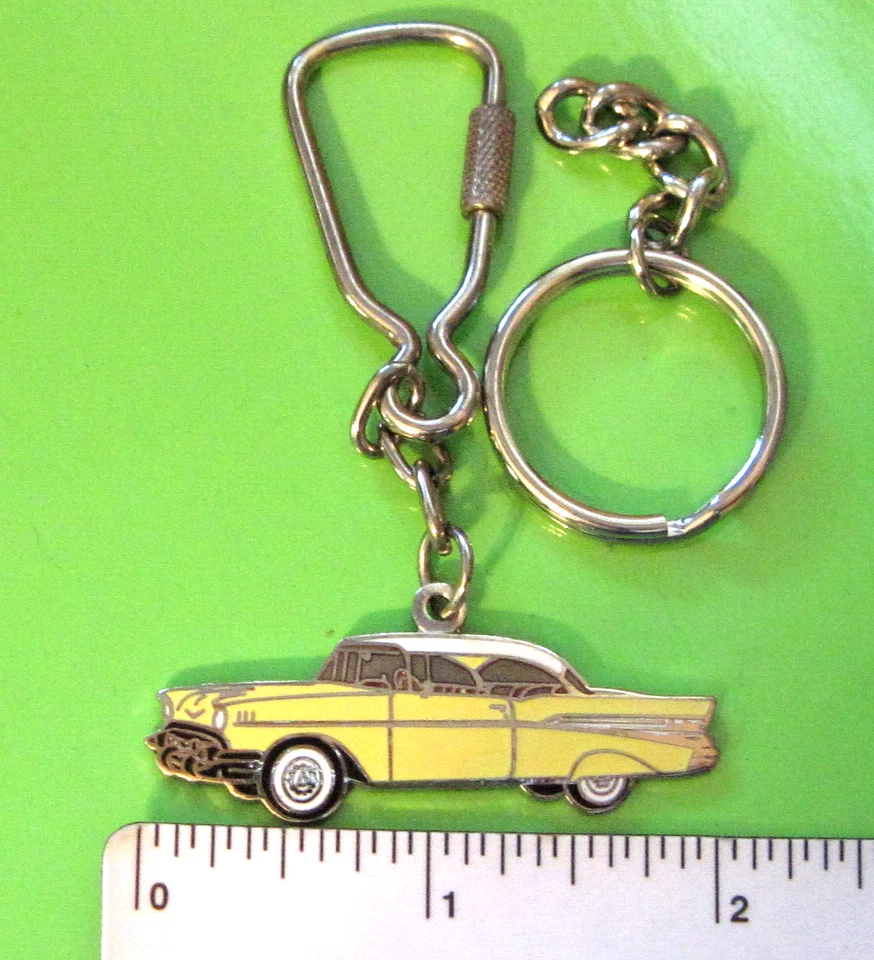 '57 1957 CHEVROLET Belair - key chain , keychain GIFT BOXED yellow/white  - Image 1 of 4