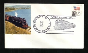Locomotora de vapor--Cubierta en caché 1983--Cancelación manual pictórica--Knoxville, TN - Imagen 1 de 1