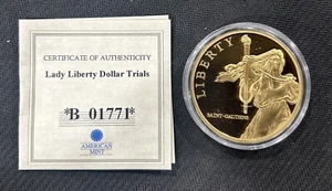 American Mint Lady Liberty Dollar Trials Coin Layered 24k Gold 32g COA #NC - Picture 1 of 2