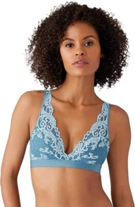 WACOAL SMALL #810322 INSTANT ICON SOFT CUP WIRE FREE BRA, BLUE / ANGEL, NWT $42 - Picture 1 of 5