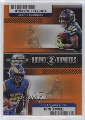2021 Contenders Optic Orange Prizm /50 D'Wayne Eskridge Tutu Atwell Rookie RC - Image 1 of 2
