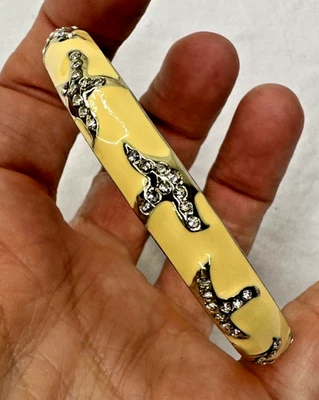 Joan Boyce Esmalte Estrella de Mar Bisagras Pulsera Esmalte Amarillo Cristales Impresionante Oro Foto 1 de 4