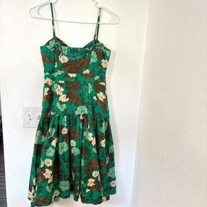 Anthropologie Moulinette Soeurs Foothills Kleid grün Satin Entbeinung Größe 2 - Bild 1 von 9