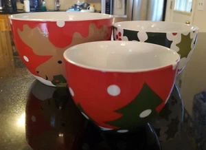 Set 3 Crate & Barrel Snowman Christmas Holiday Nesting Bowls Joan Anderson 2018 - Picture 1 of 13