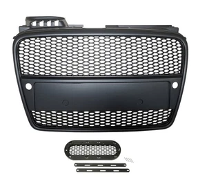 Fits for Audi A4 B7 Mesh Grill Debadged Front Grill Black Emblemholder 04-09 - Picture 1 of 7