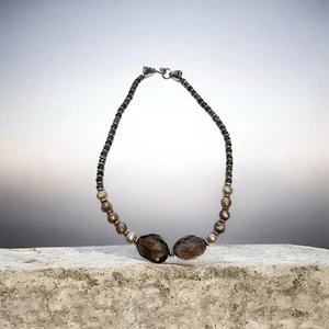 Ausgezeichnete Deborah Armstrong Rauchquarz Süßwasserperlen Sterling 17" Halskette - Bild 1 von 6