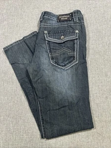 Antique Rivet Jeans Mens 36x34 Distressed Denim Flap Back Pocket Y2K Embroidered - Picture 1 of 17