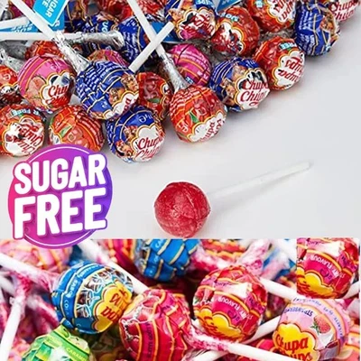 MIXED BEST OF 3 SUGAR FREE CHUPA CHUPS LOLLIES Cola Strawberry Cherry Lollipops - Image 1 of 4