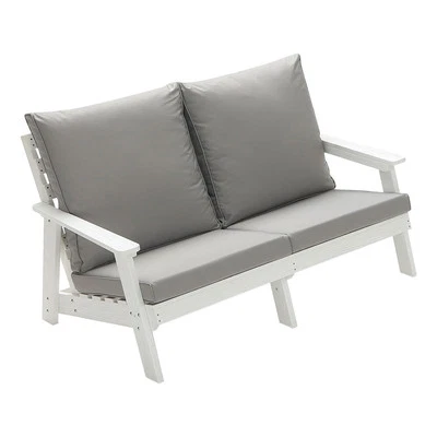 Sofá loveseat exterior: sofá de grano de madera blanco/gris Foto 1 de 4