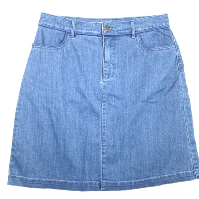 Size 4 Designer Isaac Mizrahi Live! Women's Light Blue Denim Wash Skirt. Comfy! Foto 1 de 4