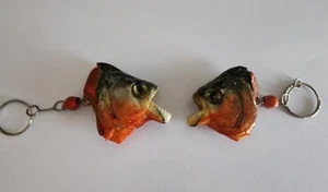 two (2) Real Taxidermists Red Belly Predator Piranha Keychain Peru Amazon, New! - Picture 1 of 10