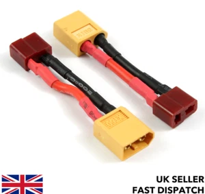 XT60 male to Deans T-Plug female connector lead adaptor/wire/cable 30mm RC LiPo - Picture 1 of 4