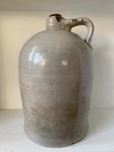 Antique Stoneware Crock Ozark Moonshine Jug with applied handle cork blue tint - Picture 1 of 15
