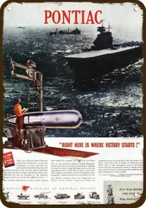 1944 PONTIAC TORPEDO Aircraft Carrier Vintage Look DECORATIVE REPLICA METAL SIGN - Picture 1 of 1