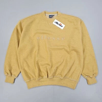 Sudadera Pullover Suéter Pullover Vintage Años 90 Ellesse Para Hombre Amarillo Mediano Polar Foto 1 de 4