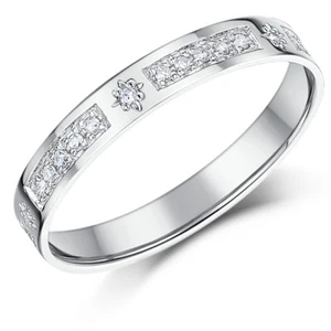 9ct Oro Blanco Diamante Anillo de Media Eternidad 3mm Estrella 0.16ct con - Imagen 1 de 2