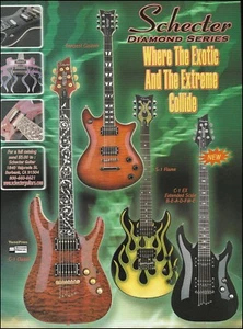 Schecter C-1 Classic EX Extended Scale Tempest Custom S-1 Flame guitar ad print - Picture 1 of 3